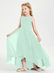 Modern Asymmetrical Junior Bridesmaid Dresses Cowl Neck Mint Green