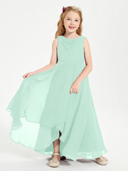 Modern Asymmetrical Junior Bridesmaid Dresses Cowl Neck Mint Green