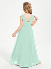Modern Asymmetrical Junior Bridesmaid Dresses Cowl Neck Mint Green