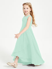 Modern Asymmetrical Junior Bridesmaid Dresses Cowl Neck Mint Green