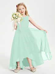 Modern Asymmetrical Junior Bridesmaid Dresses Cowl Neck Mint Green