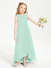 Modern Asymmetrical Junior Bridesmaid Dresses Cowl Neck Mint Green