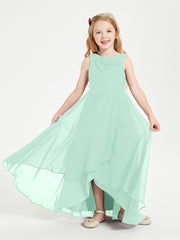 Modern Asymmetrical Junior Bridesmaid Dresses Cowl Neck Mint Green