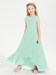 Modern Asymmetrical Junior Bridesmaid Dresses Cowl Neck Mint Green