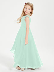 Modern Asymmetrical Junior Bridesmaid Dresses Cowl Neck Mint Green