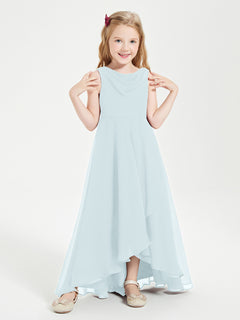 Modern Asymmetrical Junior Bridesmaid Dresses Cowl Neck Mist