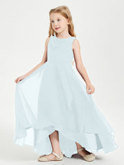 Modern Asymmetrical Junior Bridesmaid Dresses Cowl Neck Mist