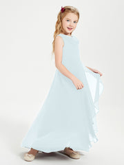 Modern Asymmetrical Junior Bridesmaid Dresses Cowl Neck Mist