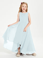 Modern Asymmetrical Junior Bridesmaid Dresses Cowl Neck Mist