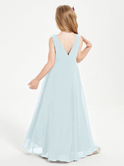 Modern Asymmetrical Junior Bridesmaid Dresses Cowl Neck Mist