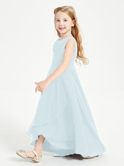 Modern Asymmetrical Junior Bridesmaid Dresses Cowl Neck Mist