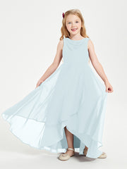 Modern Asymmetrical Junior Bridesmaid Dresses Cowl Neck Mist