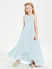 Modern Asymmetrical Junior Bridesmaid Dresses Cowl Neck Mist