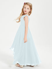 Modern Asymmetrical Junior Bridesmaid Dresses Cowl Neck Mist