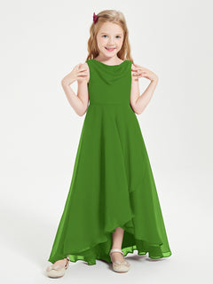 Modern Asymmetrical Junior Bridesmaid Dresses Cowl Neck Moss