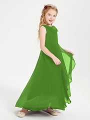 Modern Asymmetrical Junior Bridesmaid Dresses Cowl Neck Moss