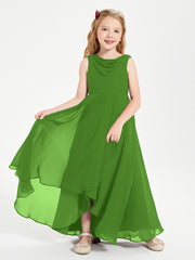 Modern Asymmetrical Junior Bridesmaid Dresses Cowl Neck Moss