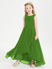 Modern Asymmetrical Junior Bridesmaid Dresses Cowl Neck Moss