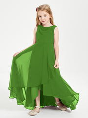 Modern Asymmetrical Junior Bridesmaid Dresses Cowl Neck Moss