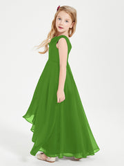 Modern Asymmetrical Junior Bridesmaid Dresses Cowl Neck Moss