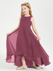 Modern Asymmetrical Junior Bridesmaid Dresses Cowl Neck Mulberry