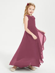 Modern Asymmetrical Junior Bridesmaid Dresses Cowl Neck Mulberry