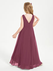 Modern Asymmetrical Junior Bridesmaid Dresses Cowl Neck Mulberry