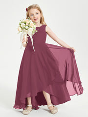 Modern Asymmetrical Junior Bridesmaid Dresses Cowl Neck Mulberry
