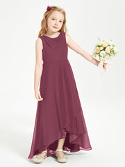 Modern Asymmetrical Junior Bridesmaid Dresses Cowl Neck Mulberry