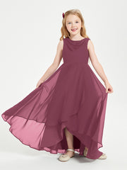 Modern Asymmetrical Junior Bridesmaid Dresses Cowl Neck Mulberry