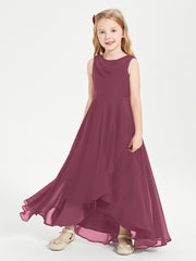Modern Asymmetrical Junior Bridesmaid Dresses Cowl Neck Mulberry