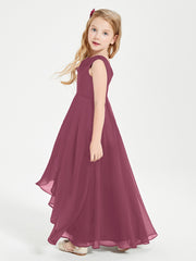 Modern Asymmetrical Junior Bridesmaid Dresses Cowl Neck Mulberry