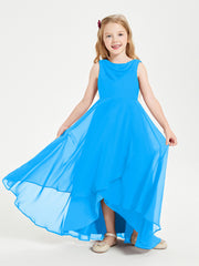 Modern Asymmetrical Junior Bridesmaid Dresses Cowl Neck Ocean Blue