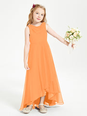 Modern Asymmetrical Junior Bridesmaid Dresses Cowl Neck Orange