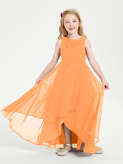 Modern Asymmetrical Junior Bridesmaid Dresses Cowl Neck Orange