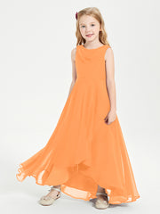 Modern Asymmetrical Junior Bridesmaid Dresses Cowl Neck Orange