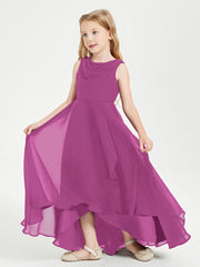 Modern Asymmetrical Junior Bridesmaid Dresses Cowl Neck Orchid
