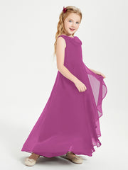 Modern Asymmetrical Junior Bridesmaid Dresses Cowl Neck Orchid