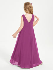 Modern Asymmetrical Junior Bridesmaid Dresses Cowl Neck Orchid