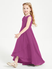Modern Asymmetrical Junior Bridesmaid Dresses Cowl Neck Orchid