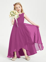 Modern Asymmetrical Junior Bridesmaid Dresses Cowl Neck Orchid