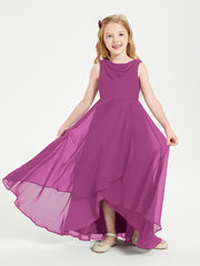 Modern Asymmetrical Junior Bridesmaid Dresses Cowl Neck Orchid