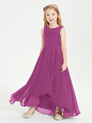 Modern Asymmetrical Junior Bridesmaid Dresses Cowl Neck Orchid