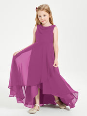 Modern Asymmetrical Junior Bridesmaid Dresses Cowl Neck Orchid