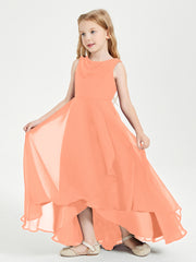 Modern Asymmetrical Junior Bridesmaid Dresses Cowl Neck Papaya