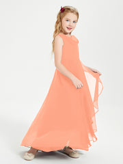 Modern Asymmetrical Junior Bridesmaid Dresses Cowl Neck Papaya
