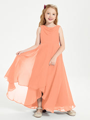 Modern Asymmetrical Junior Bridesmaid Dresses Cowl Neck Papaya