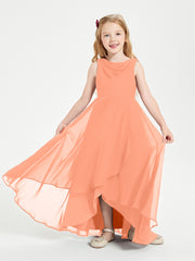 Modern Asymmetrical Junior Bridesmaid Dresses Cowl Neck Papaya