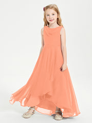 Modern Asymmetrical Junior Bridesmaid Dresses Cowl Neck Papaya
