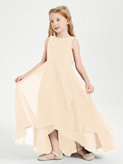 Modern Asymmetrical Junior Bridesmaid Dresses Cowl Neck Peach